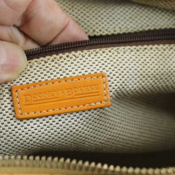 Dooney & Bourke Pebbled Leather trim and Fabric Body Y2K Satchel Purse GUC - Picture 5 of 9